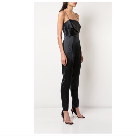 NEW MICHELLE MASON BLACK BANDED SILK JUMPSUIT - Picture 5 of 10